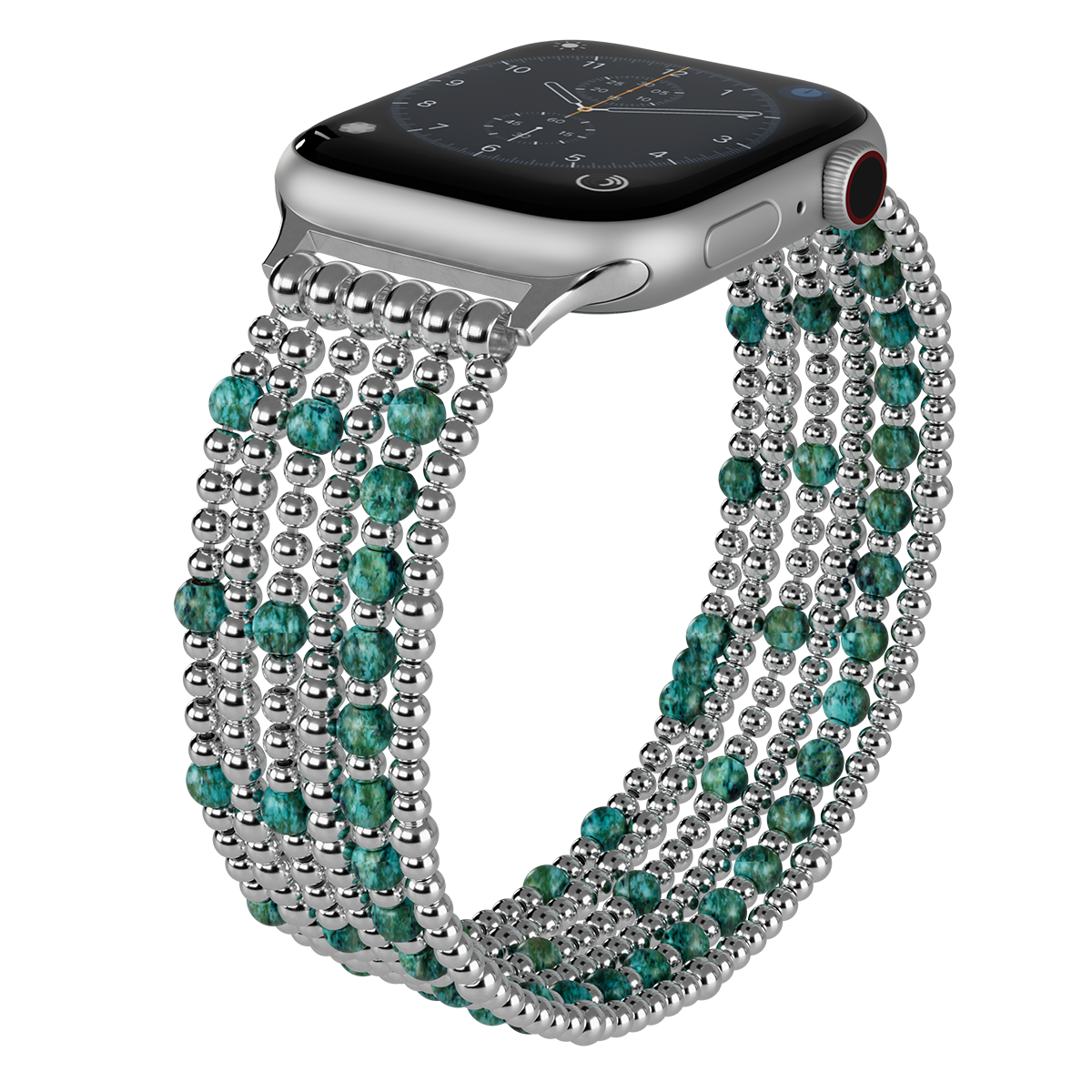 Apatite Loose Metal Beaded Stretch Apple Watch Bands