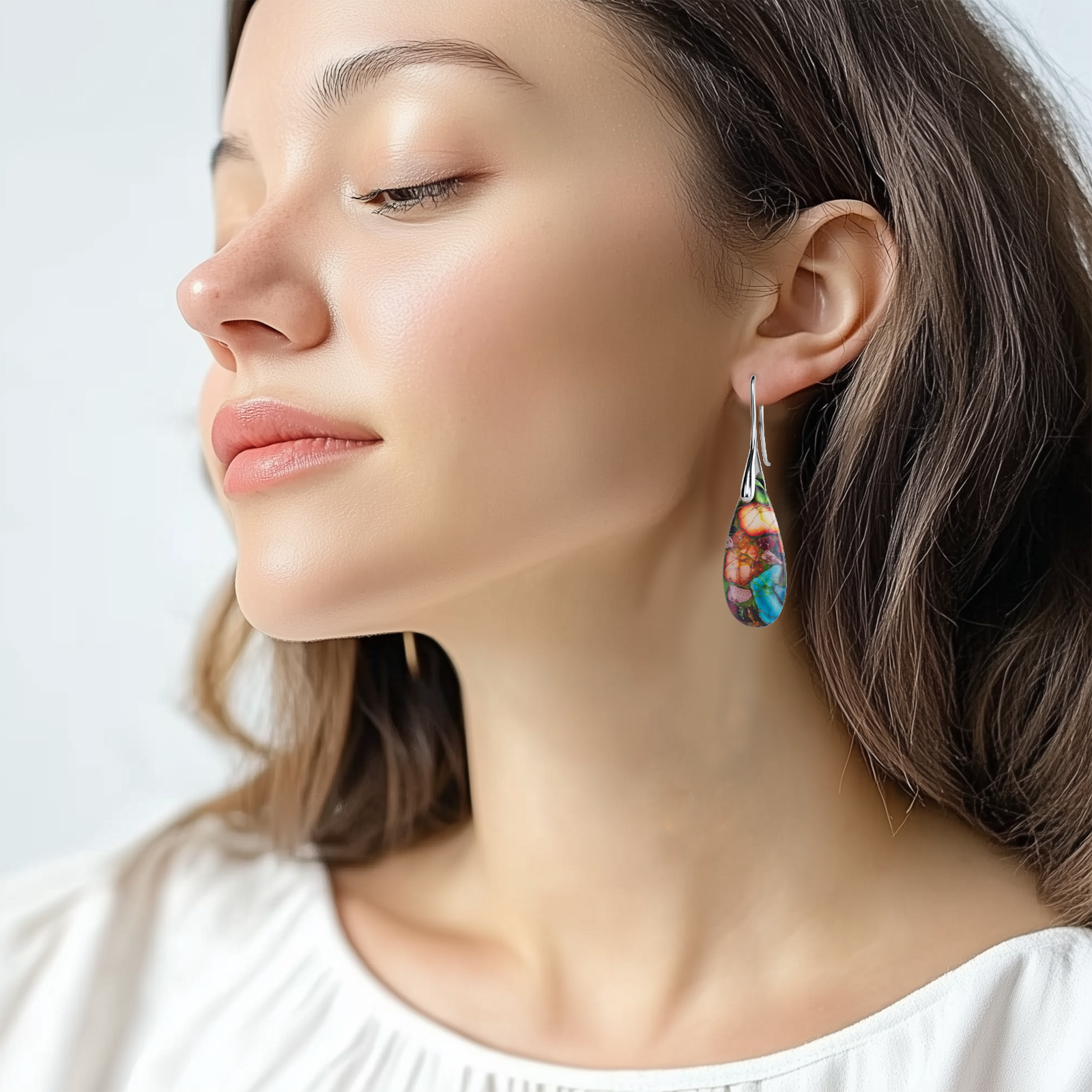 Turquoise Jasper Teardrop Earrings