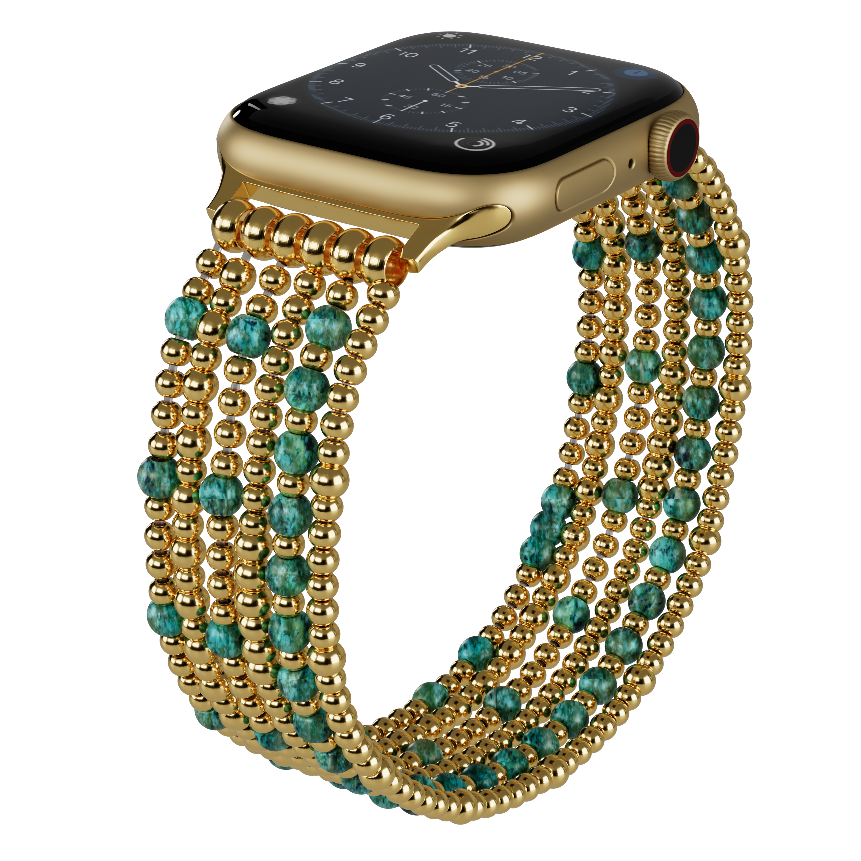 Apatite Loose Metal Beaded Stretch Apple Watch Bands