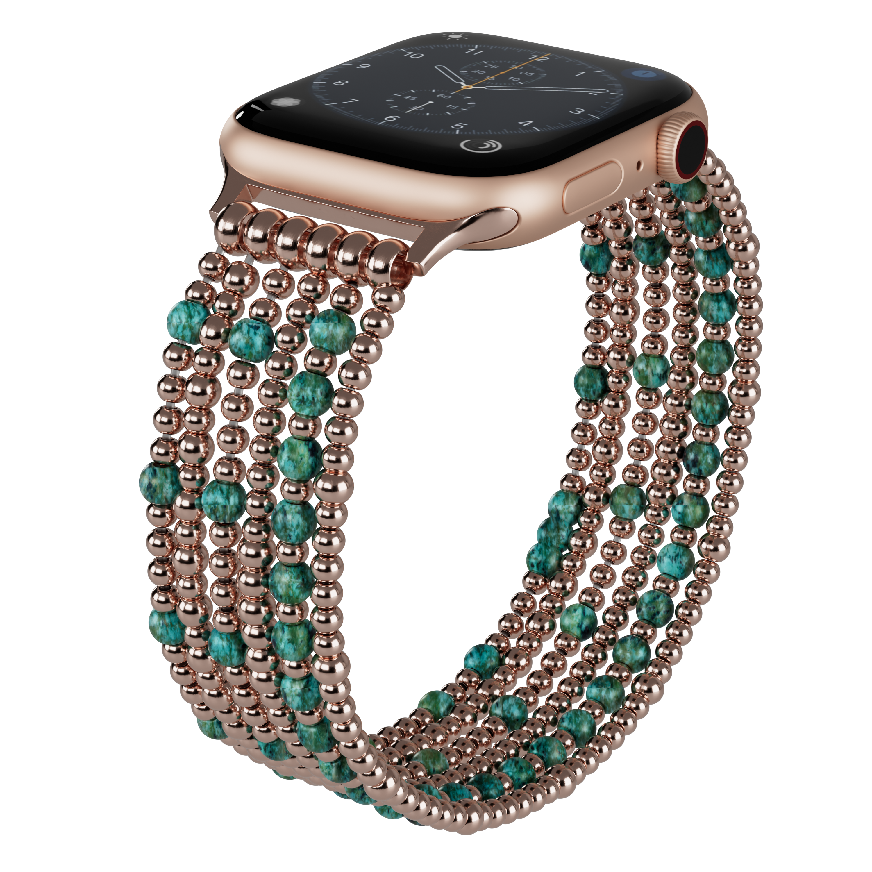 Apatite Loose Metal Beaded Stretch Apple Watch Bands