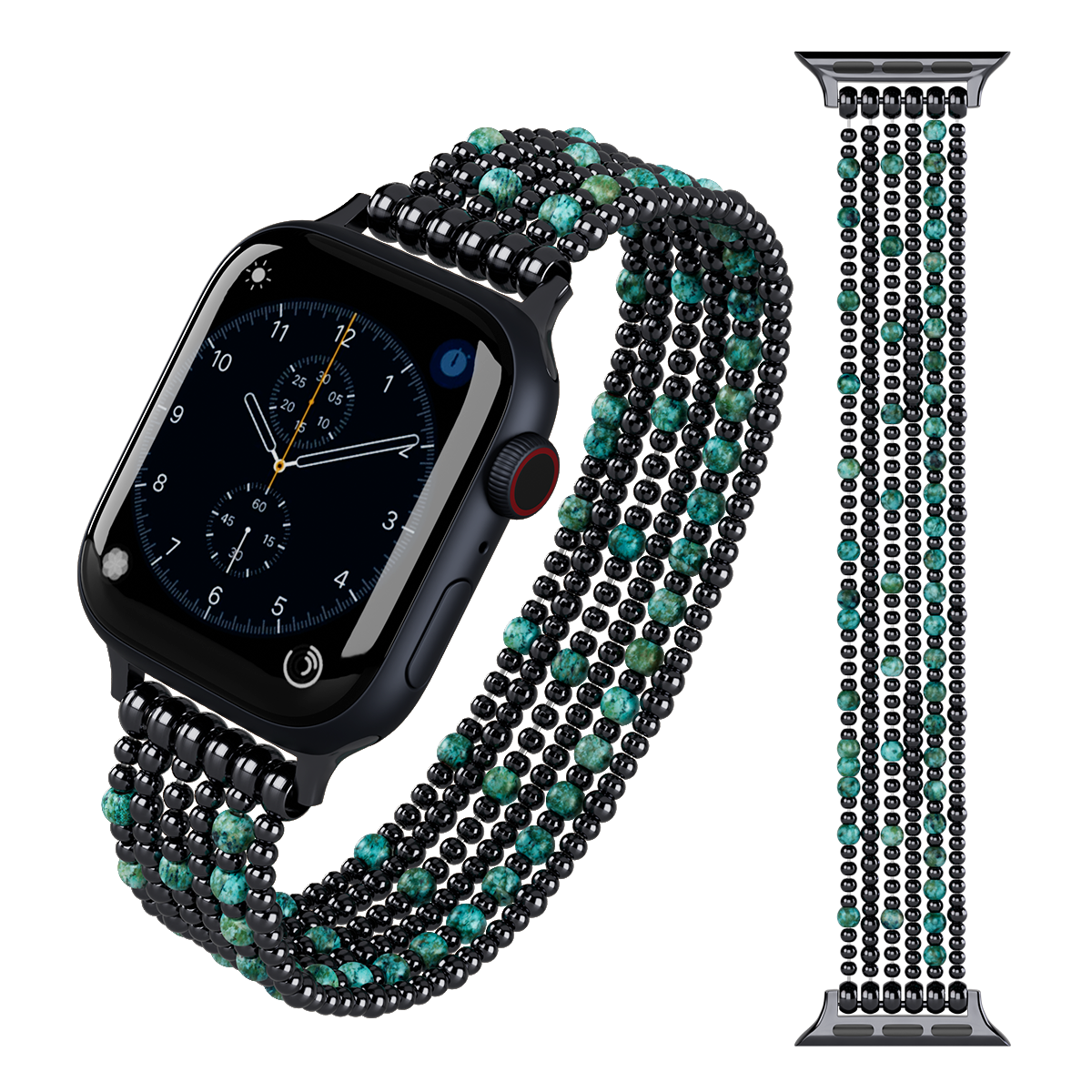 Apatite Loose Metal Beaded Stretch Apple Watch Bands