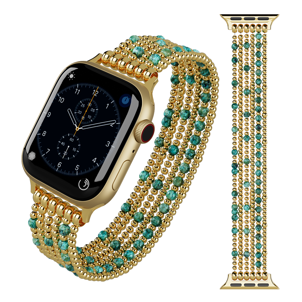 Apatite Loose Metal Beaded Stretch Apple Watch Bands