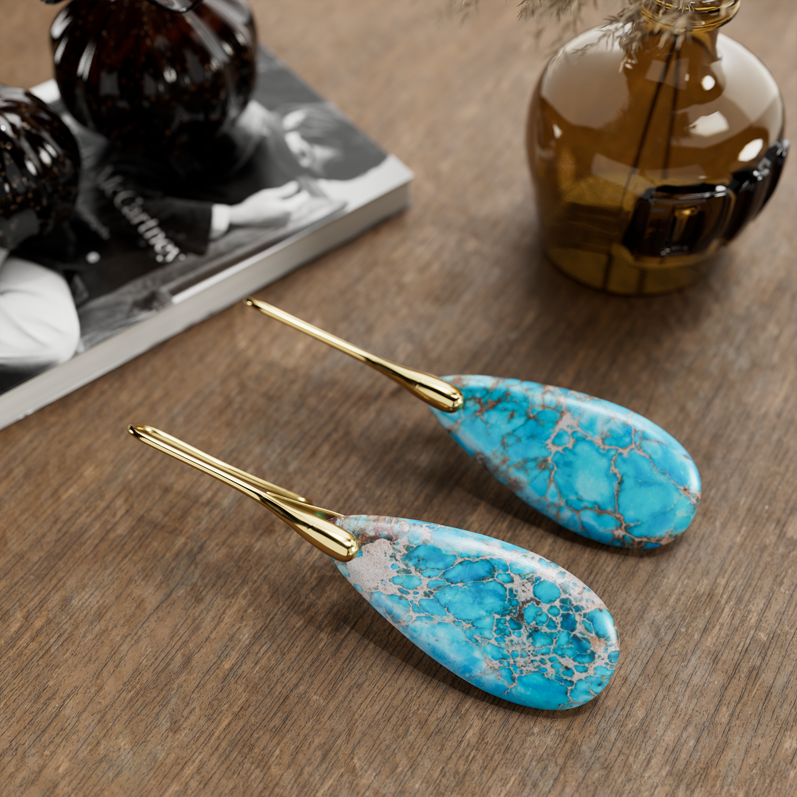 Turquoise Jasper Teardrop Earrings